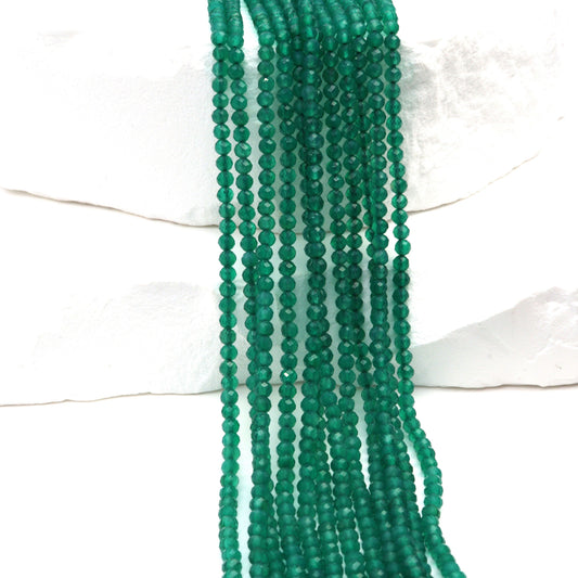Green Onyx 2mm Faceted Rounds Bead Strand