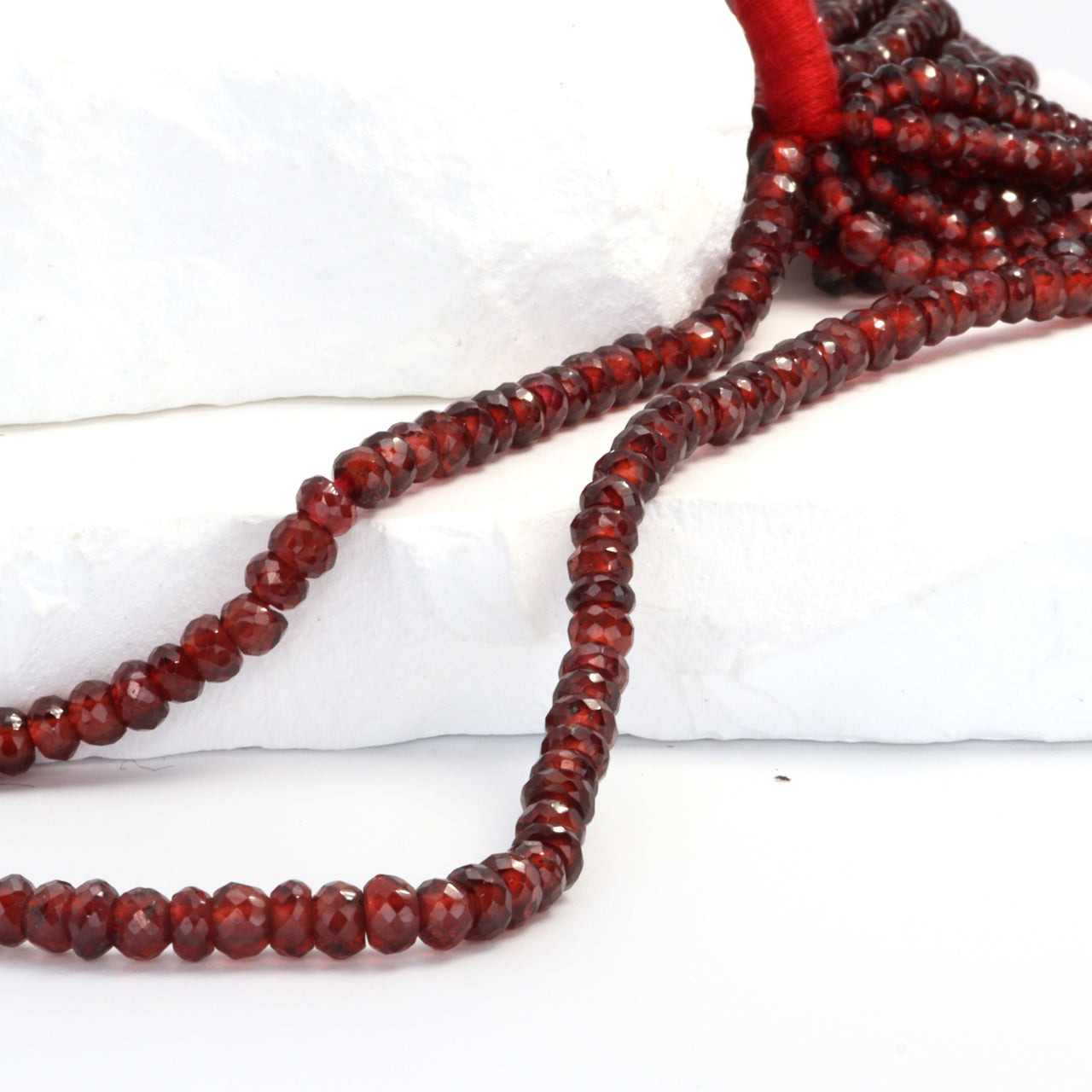 Red Garnet 5mm Faceted Rondelles Bead Strand