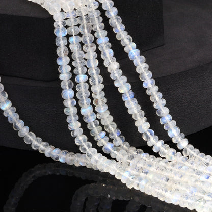 Blue Rainbow Moonstone 5.5mm Faceted Rondelles Bead Strand