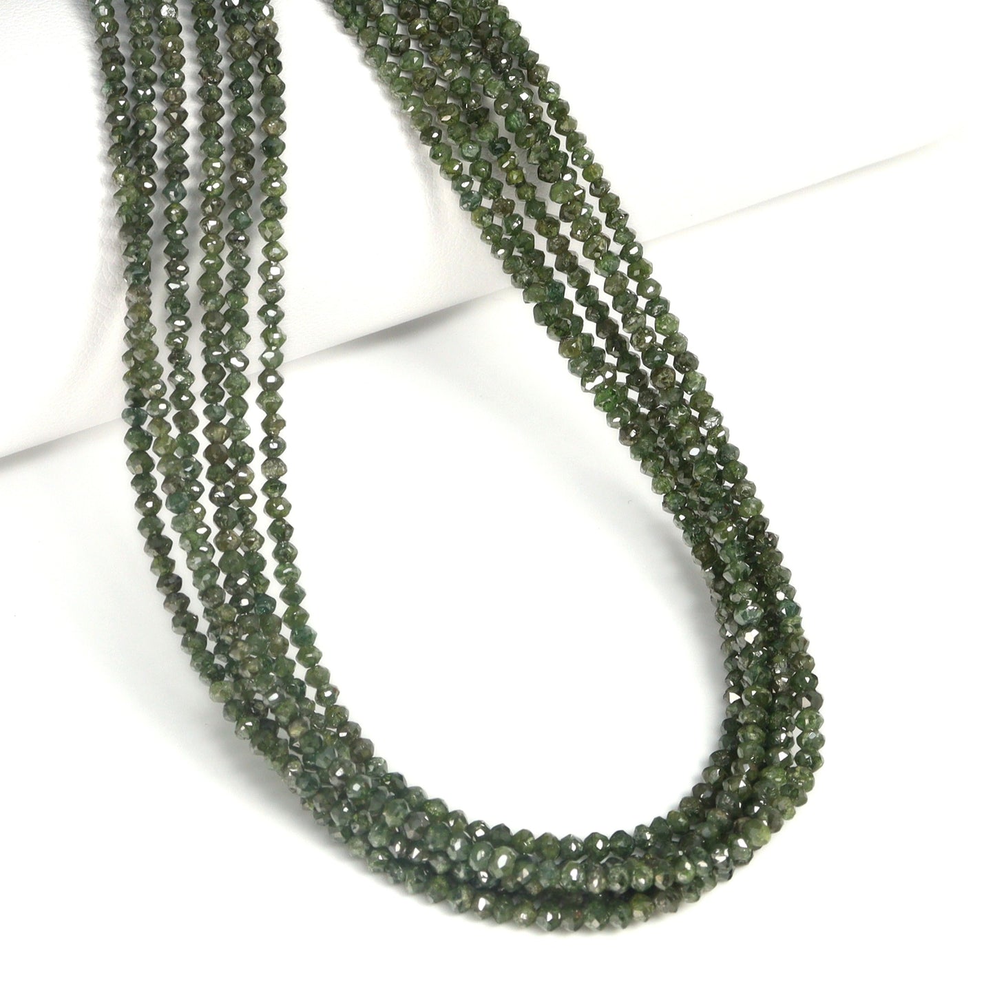 Green Diamond 2mm – 2.75mm Hand Faceted Rondelles Bead Strand