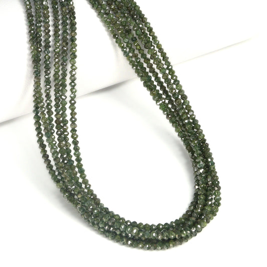 Green Diamond 2mm – 2.75mm Hand Faceted Rondelles Bead Strand