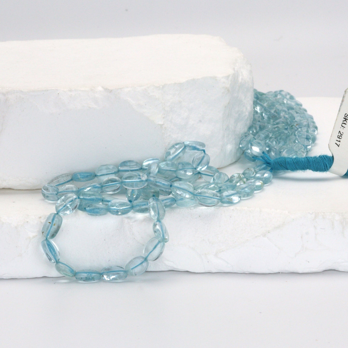 Blue Aquamarine 6x4mm - 7x5mm Smooth Ovals Bead Strand