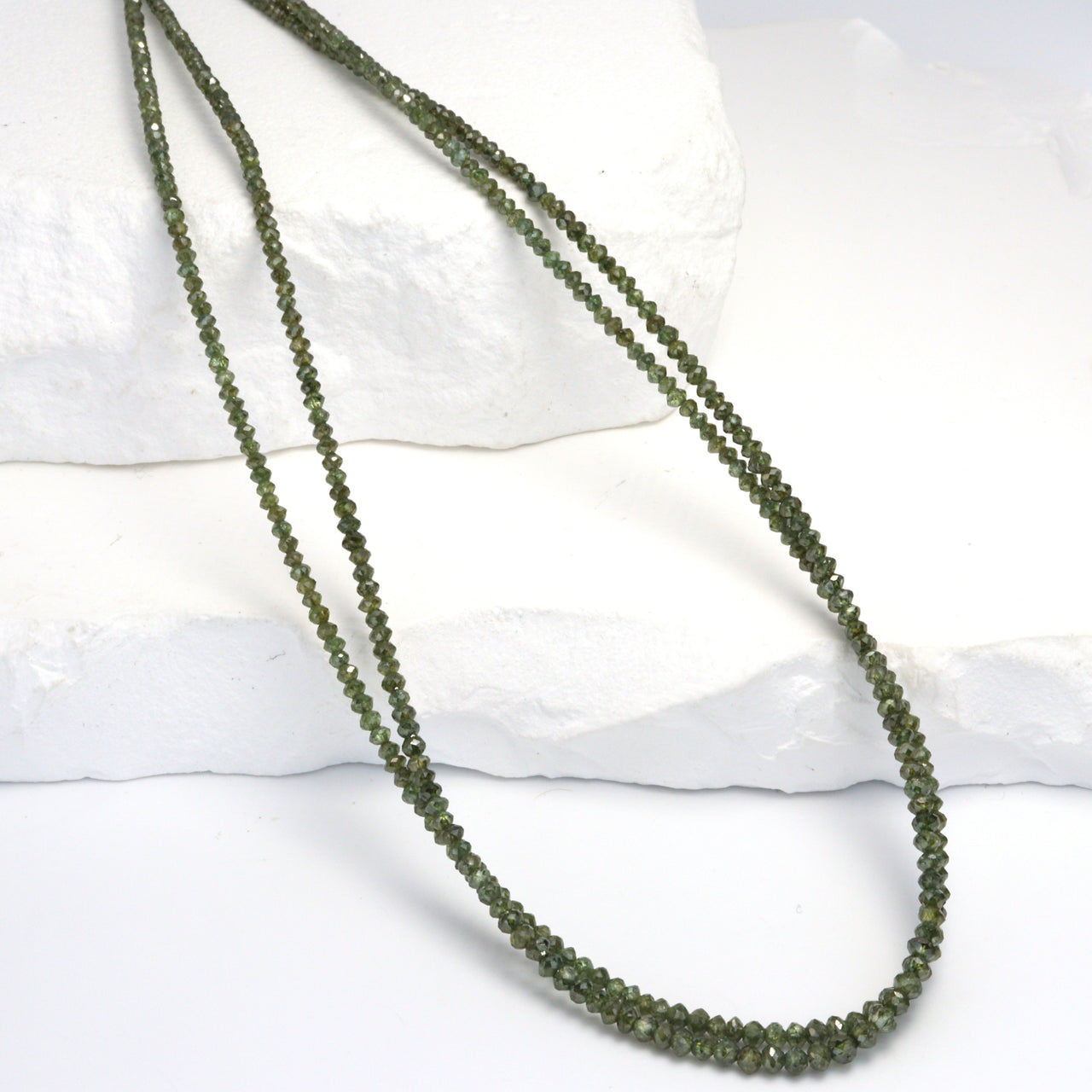 Green Diamond 1.9mm - 2.4mm Hand Faceted Rondelles Bead Strand