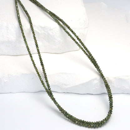 Green Diamond 1.9mm - 2.4mm Hand Faceted Rondelles Bead Strand