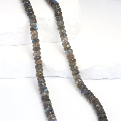 Blue Labradorite 6mm Faceted Rondelles Bead Strand