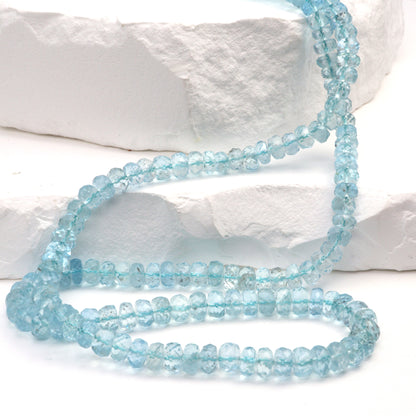 Blue Aquamarine 4.5mm – 5.5mm Faceted Rondelles Bead Strand