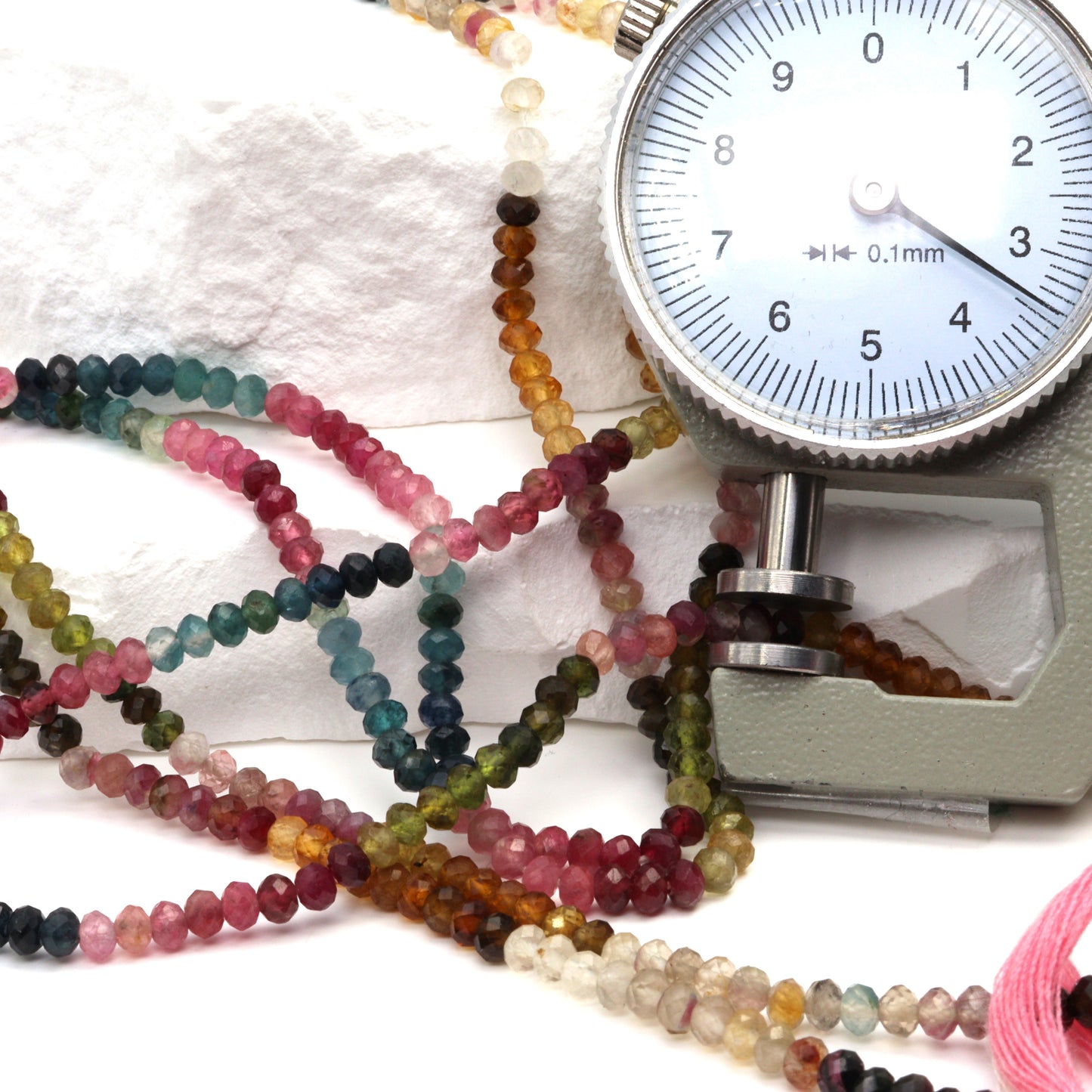 Watermelon Tourmaline 3mm Faceted Rondelles