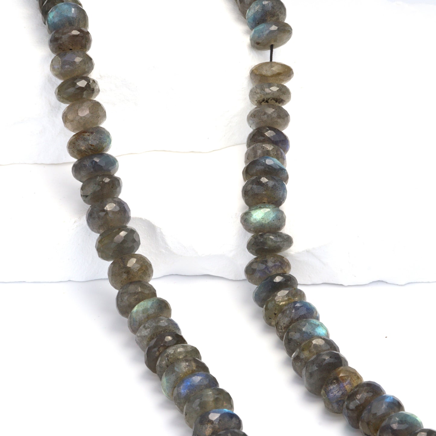 Natural Blue Labradorite 11mm Faceted Rondelles Bead Strand