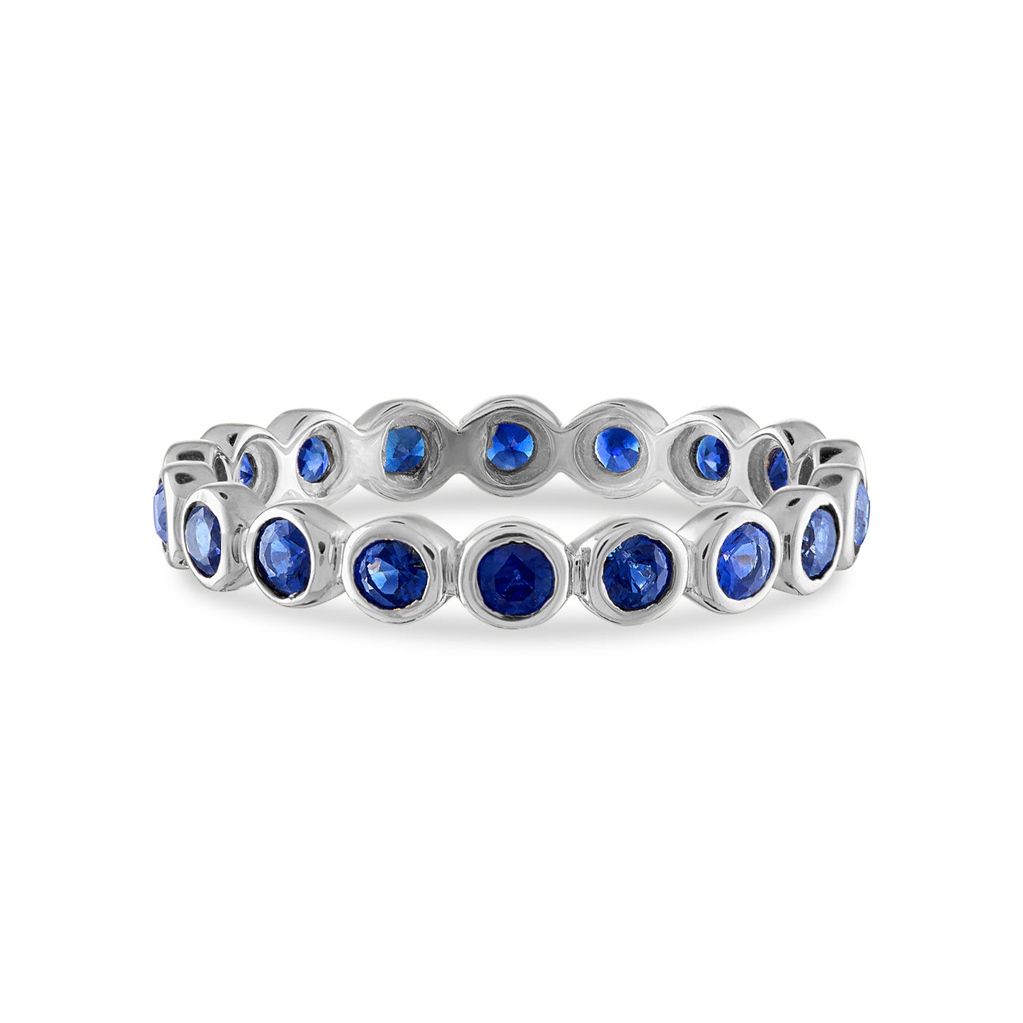 18K RG Bezel Set Blue Sapphire Eternity Band, Size 5