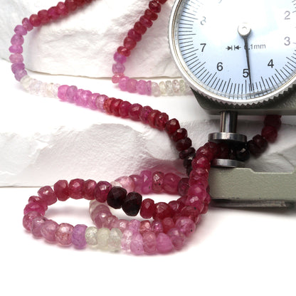 Ombre Red and Pink Ruby 4mm Faceted Rondelles