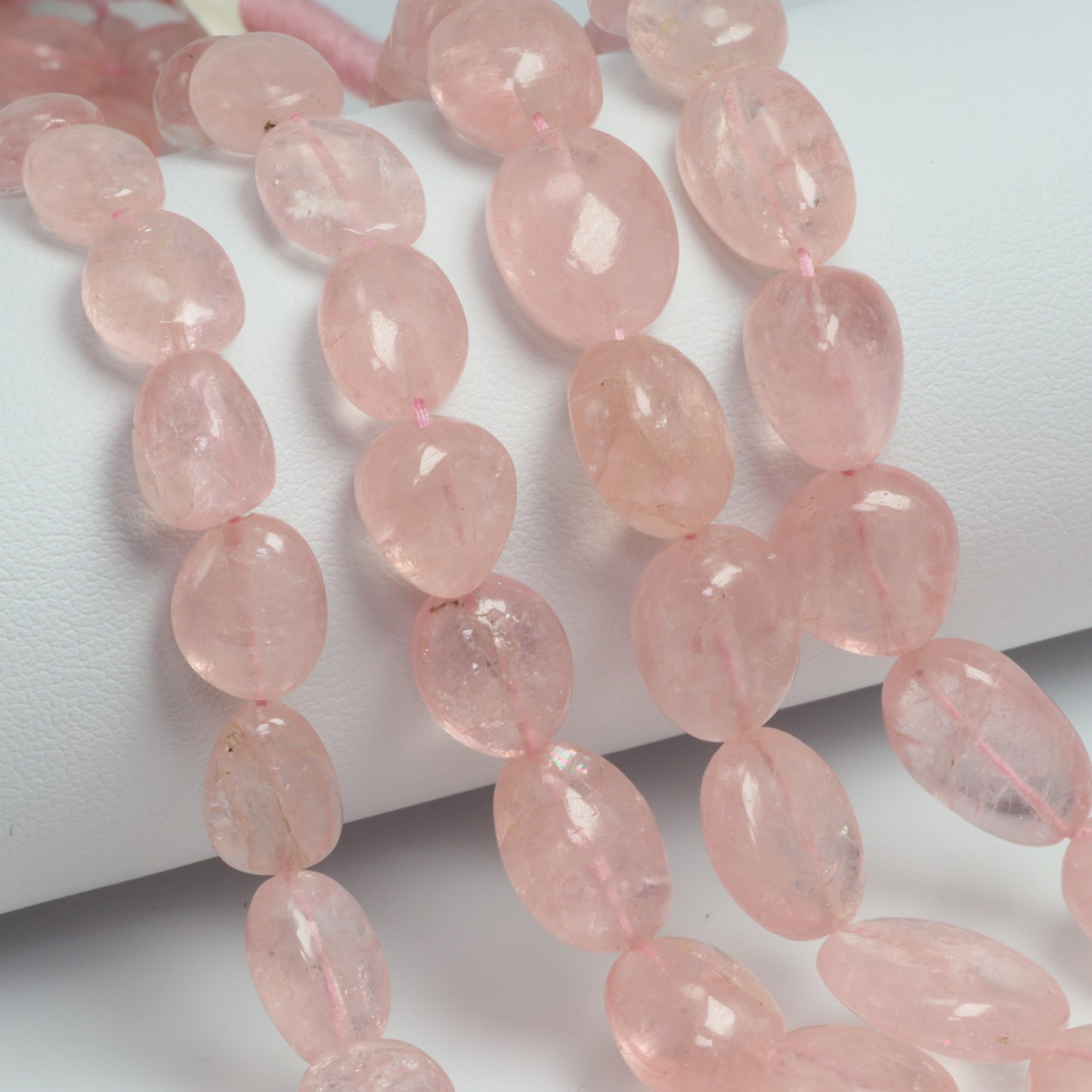 Pink Morganite 9x7mm - 15x12mm Smooth Nuggets Bead Strand