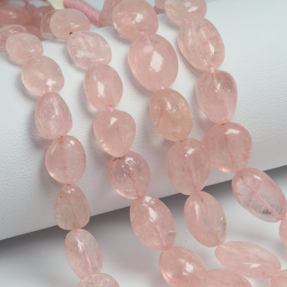 Pink Morganite 9x7mm - 15x12mm Smooth Nuggets Bead Strand