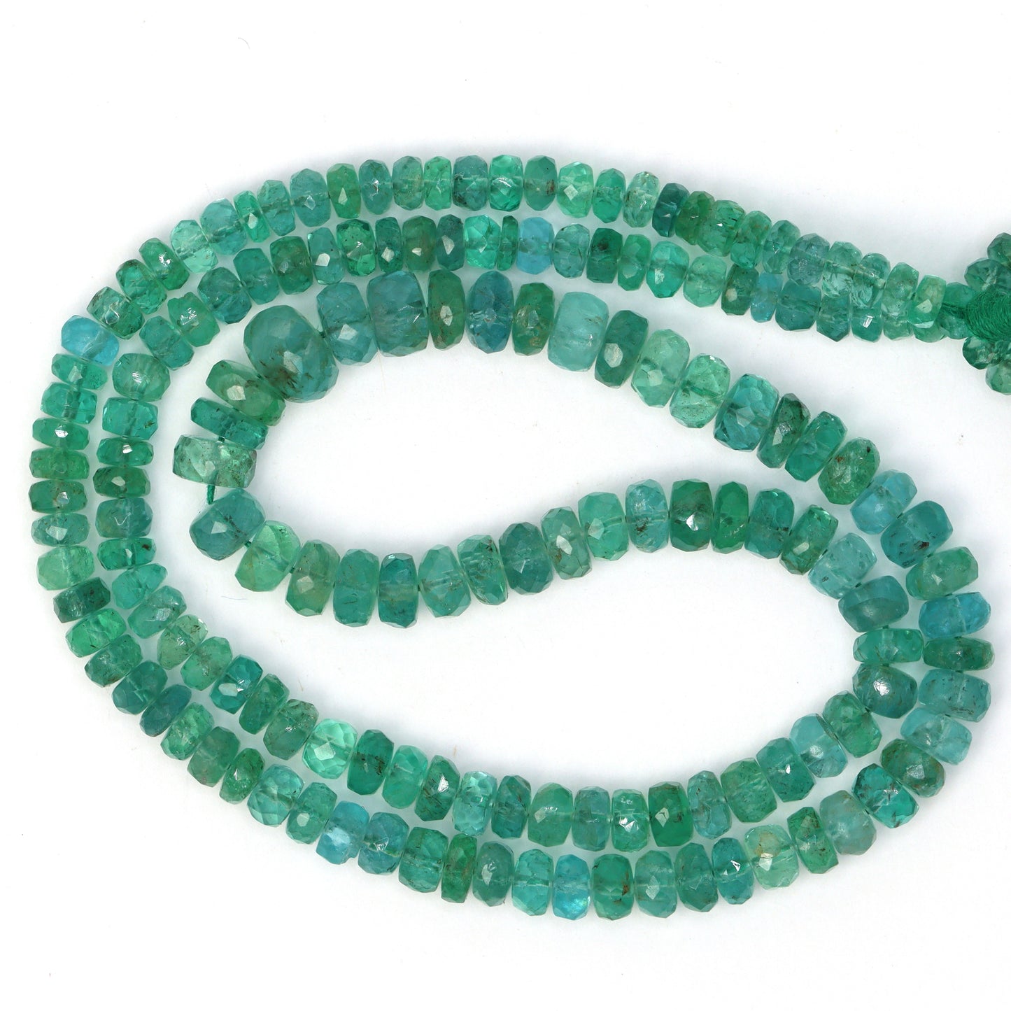 Green Emerald 4mm - 6mm Hand Faceted Rondelles Bead Strand