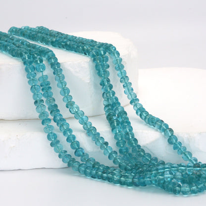 Sea Blue Apatite 5mm Smooth Rondelles Bead Strand