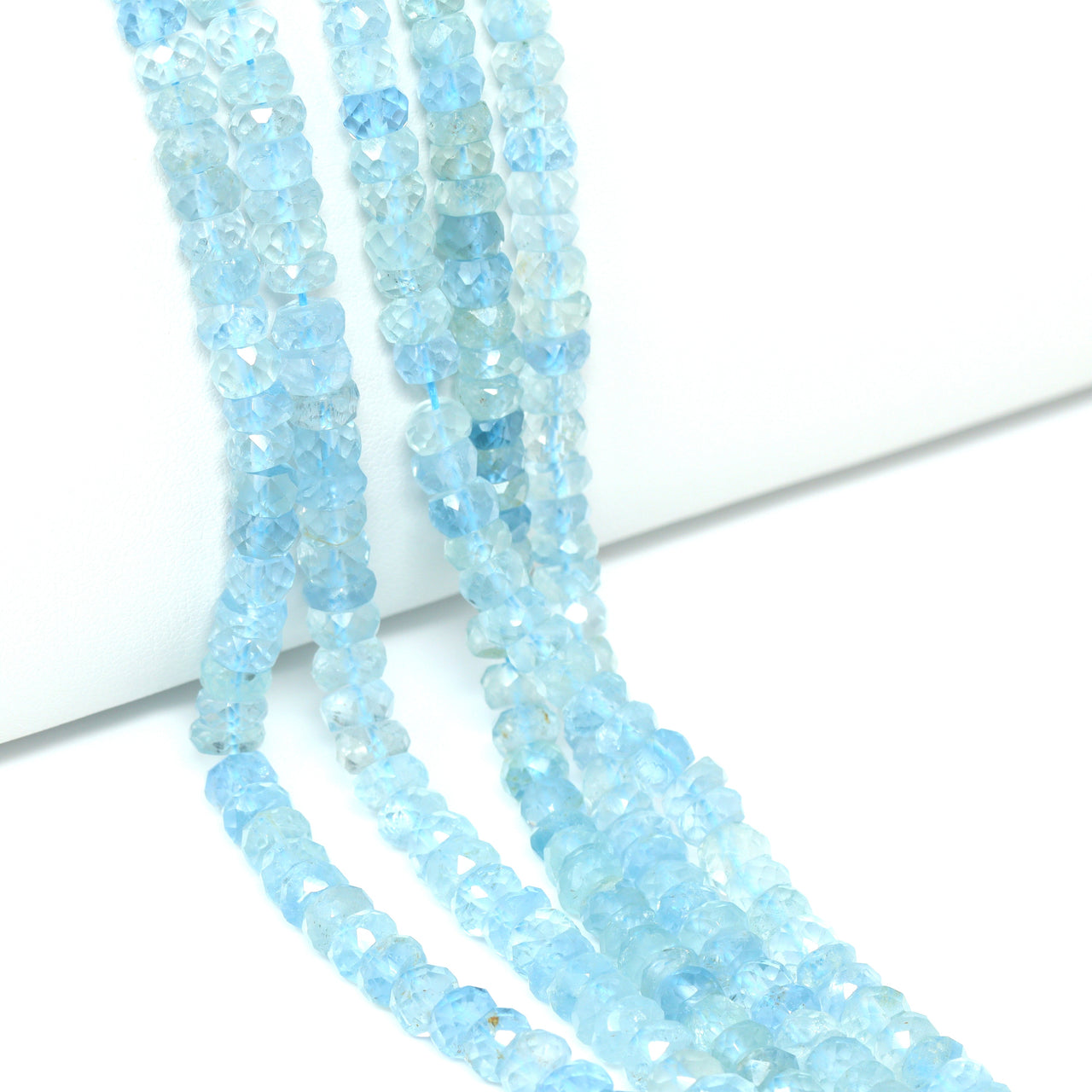 Blue Aquamarine 5mm Faceted Rondelles Bead Strand
