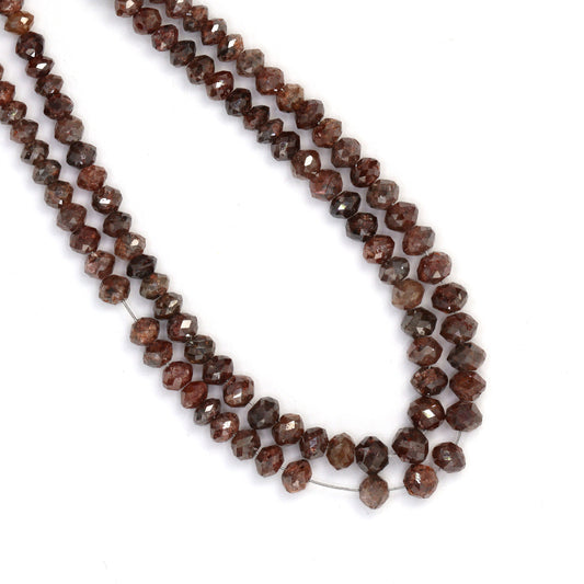 Brown Diamond 3.5mm - 4.5mm Hand Faceted Rondelles Bead Strand