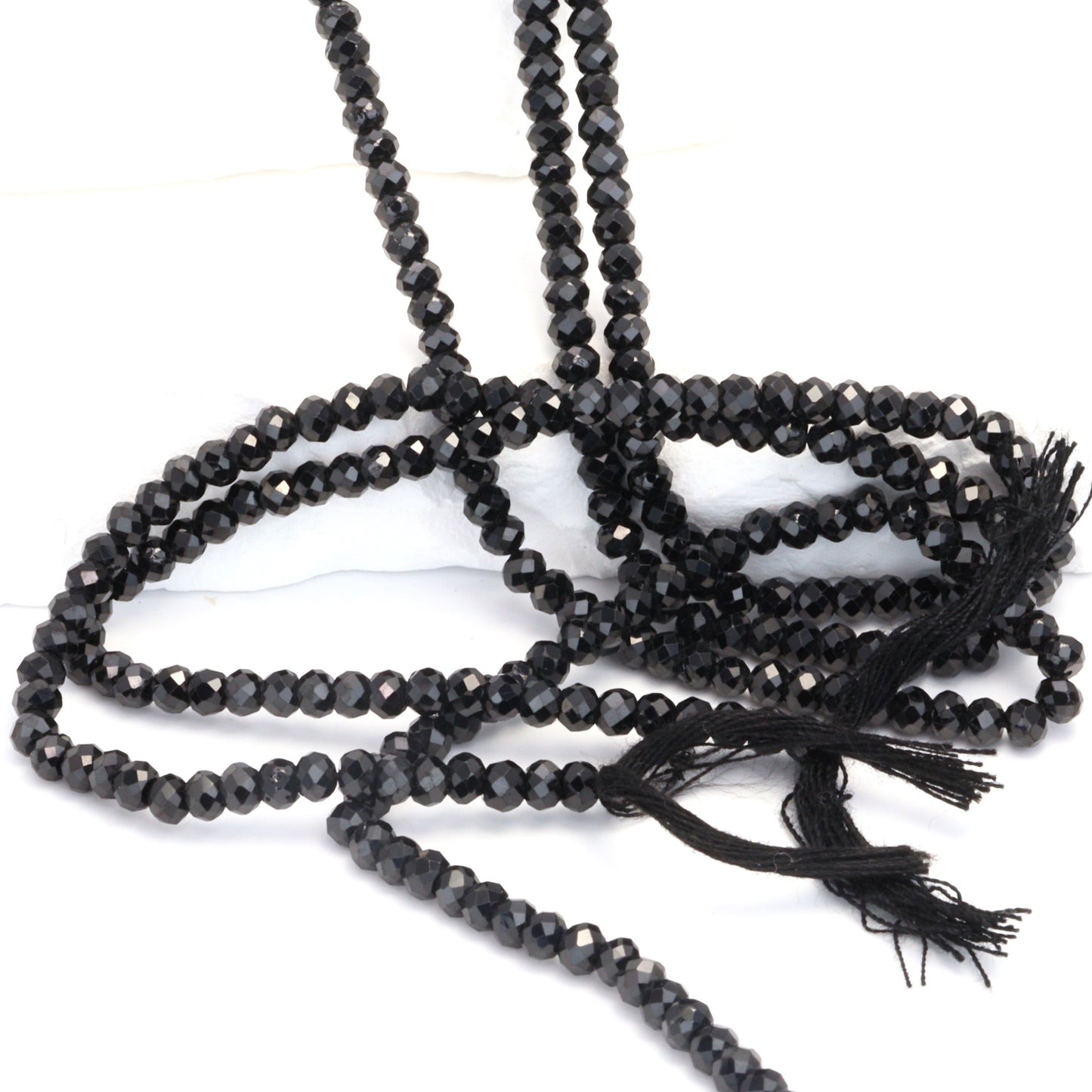 Black Spinel 3.5mm Faceted Rondelles Bead Strand