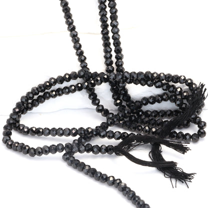 Black Spinel 3.5mm Faceted Rondelles Bead Strand