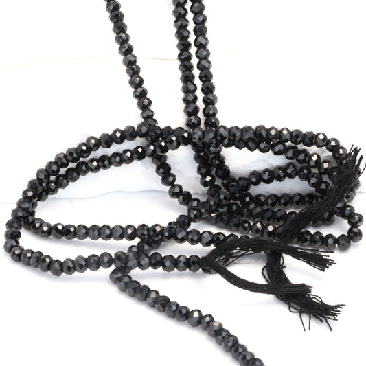 Black Spinel 3.5mm Faceted Rondelles Bead Strand