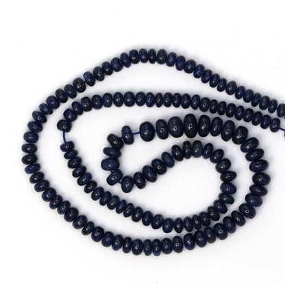 AA Navy Blue Sapphire 4mm - 6mm Smooth Rondelles Bead Strand