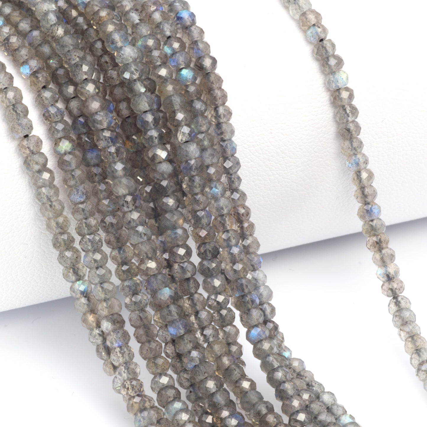 Blue Labradorite 3mm Faceted Rondelles Bead Strand