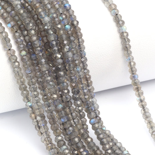 Blue Labradorite 3mm Faceted Rondelles Bead Strand