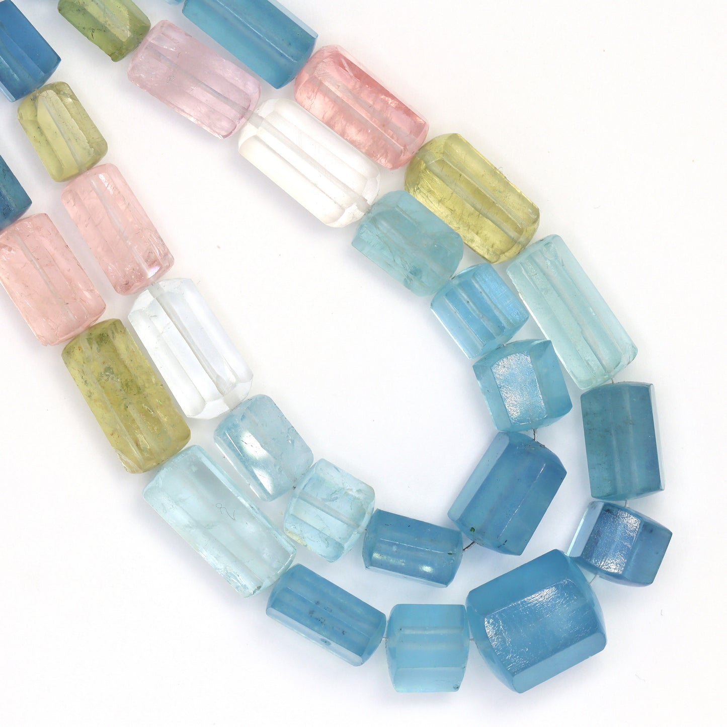 AAA Ombre Blue Aquamarine 9x5mm Hexagons Bead Strand