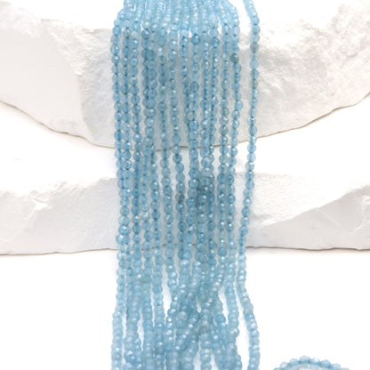 Dark Blue Milky Aquamarine 2mm Faceted Rounds Bead Strand