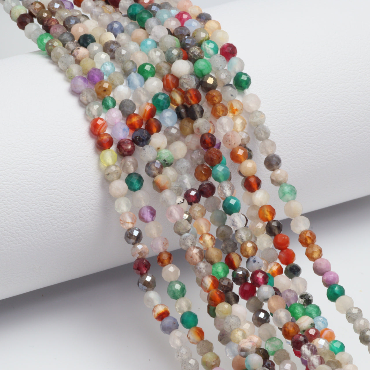 Rainbow Multi Semi Precious 3mm Faceted Rounds