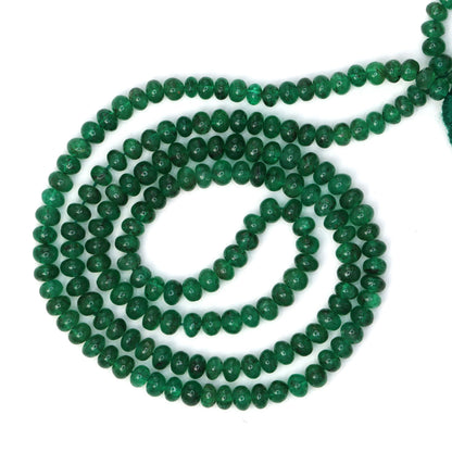 Green Emerald 3mm -  3.5mm Smooth Rondelles Bead Strand