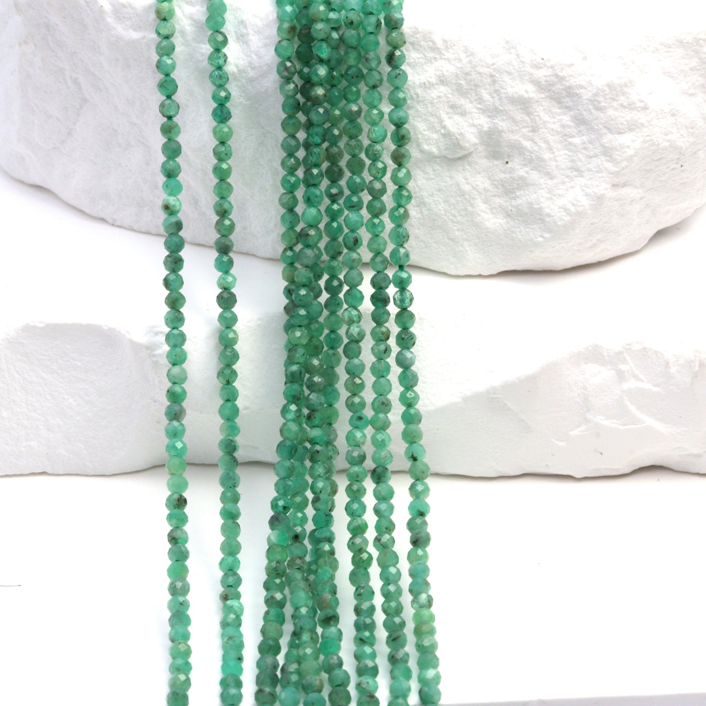 Sakoda Emerald 2mm Faceted Rounds Bead Strand