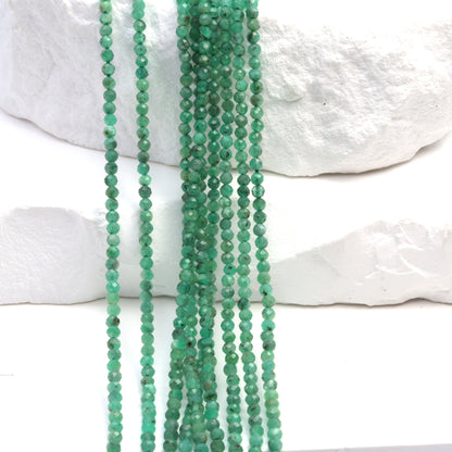 Sakoda Emerald 2mm Faceted Rounds Bead Strand