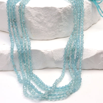 Blue Aquamarine 2.5mm Faceted Rounds