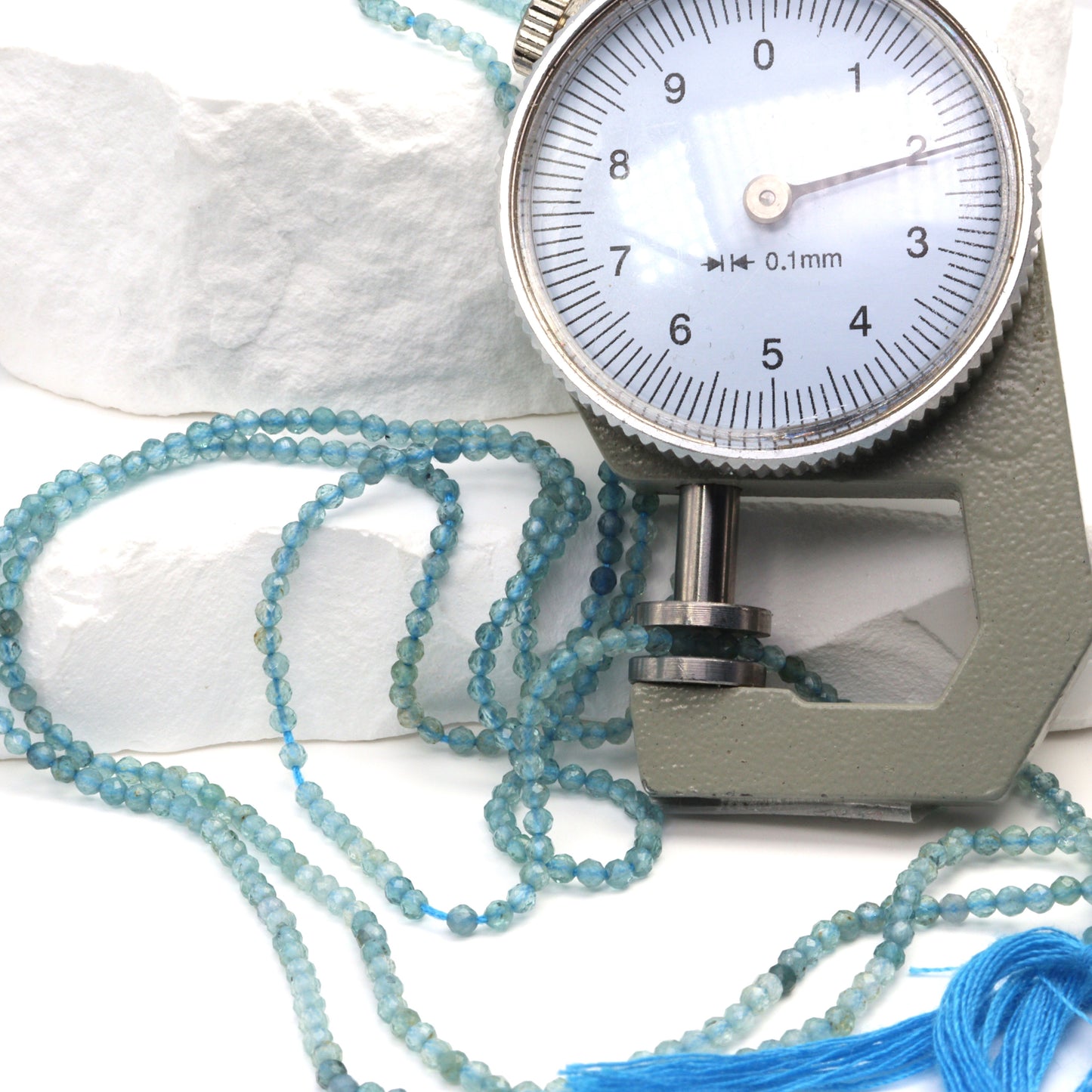 Ombre Blue Tourmaline 2mm Faceted Rounds Bead Strand
