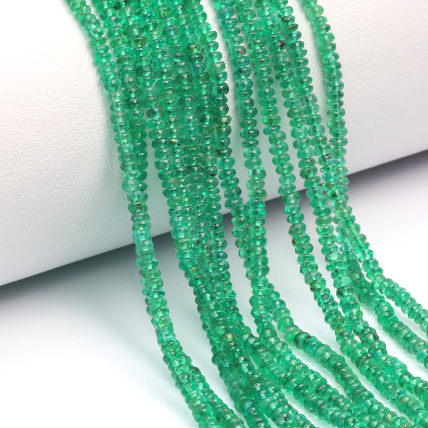 Green Emerald 2mm - 2.5mm Smooth Rondelles Bead Strand