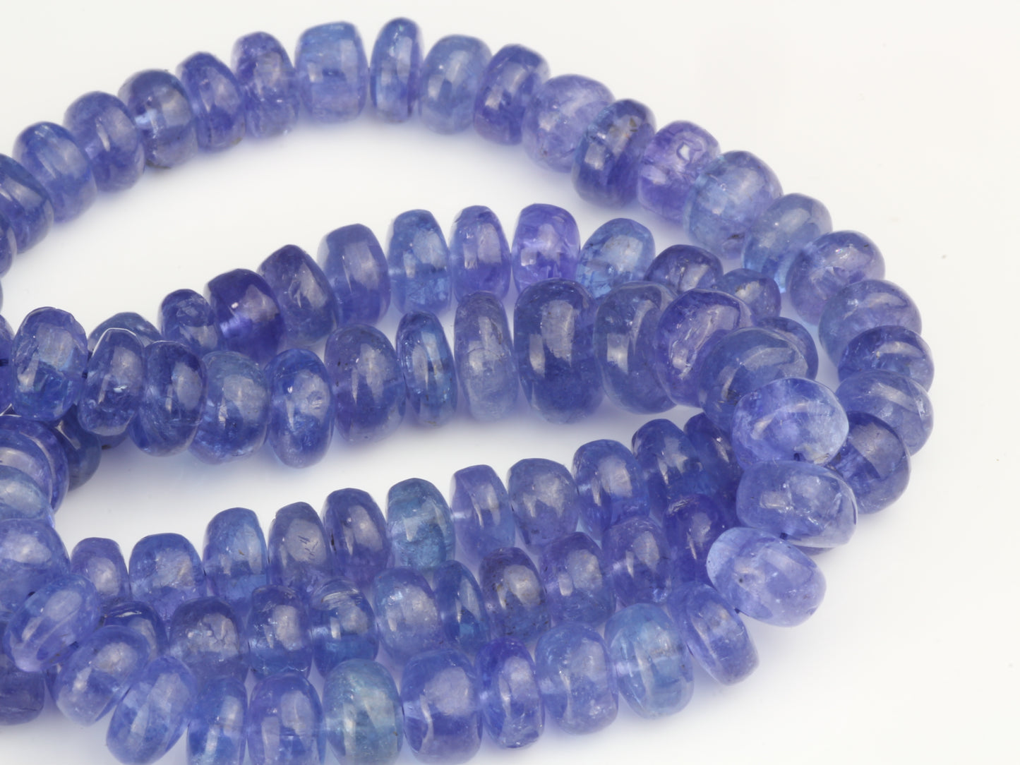 Blue Tanzanite 5.5mm - 6.5mm Smooth Rondelles Bead Strand