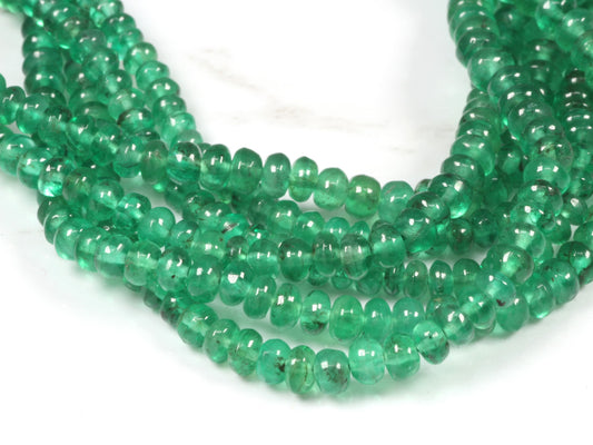 AA Green Emerald 2.5mm - 3.5mm Smooth Rondelles Bead Strand