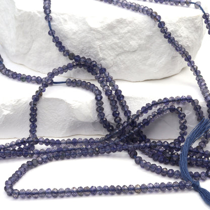 Blue Iolite 3mm Faceted Rondelles Bead Strand