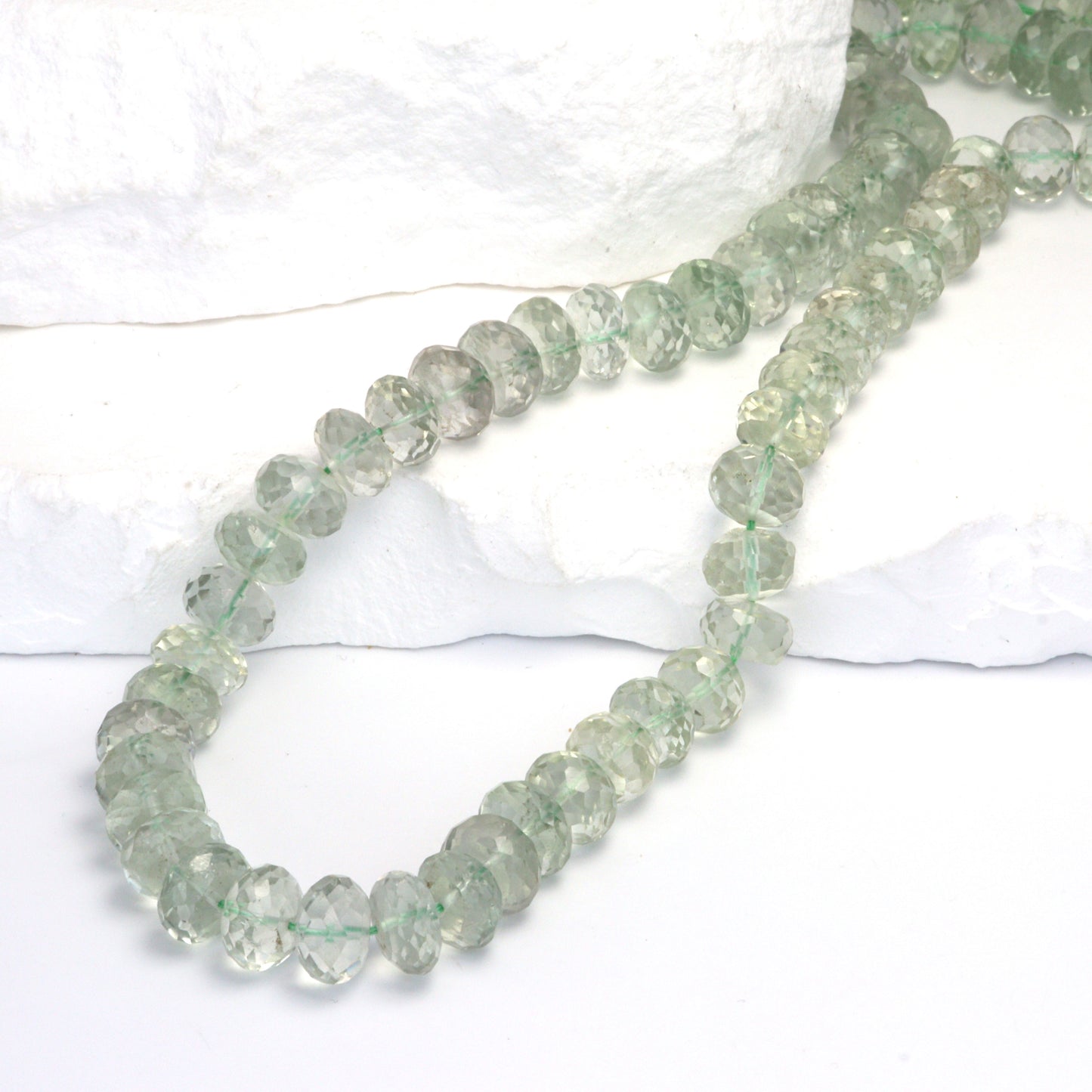 Green Amethyst 8mm Faceted Rondelles Bead Strand