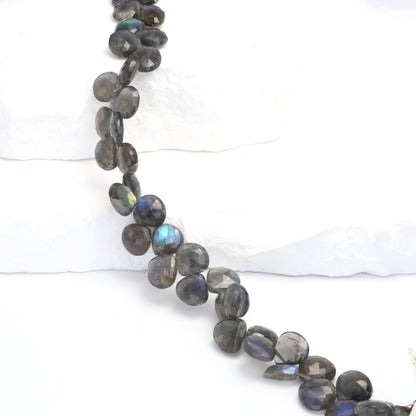 AA Dark Blue Labradorite 8mm Faceted Heart Shaped Briolettes