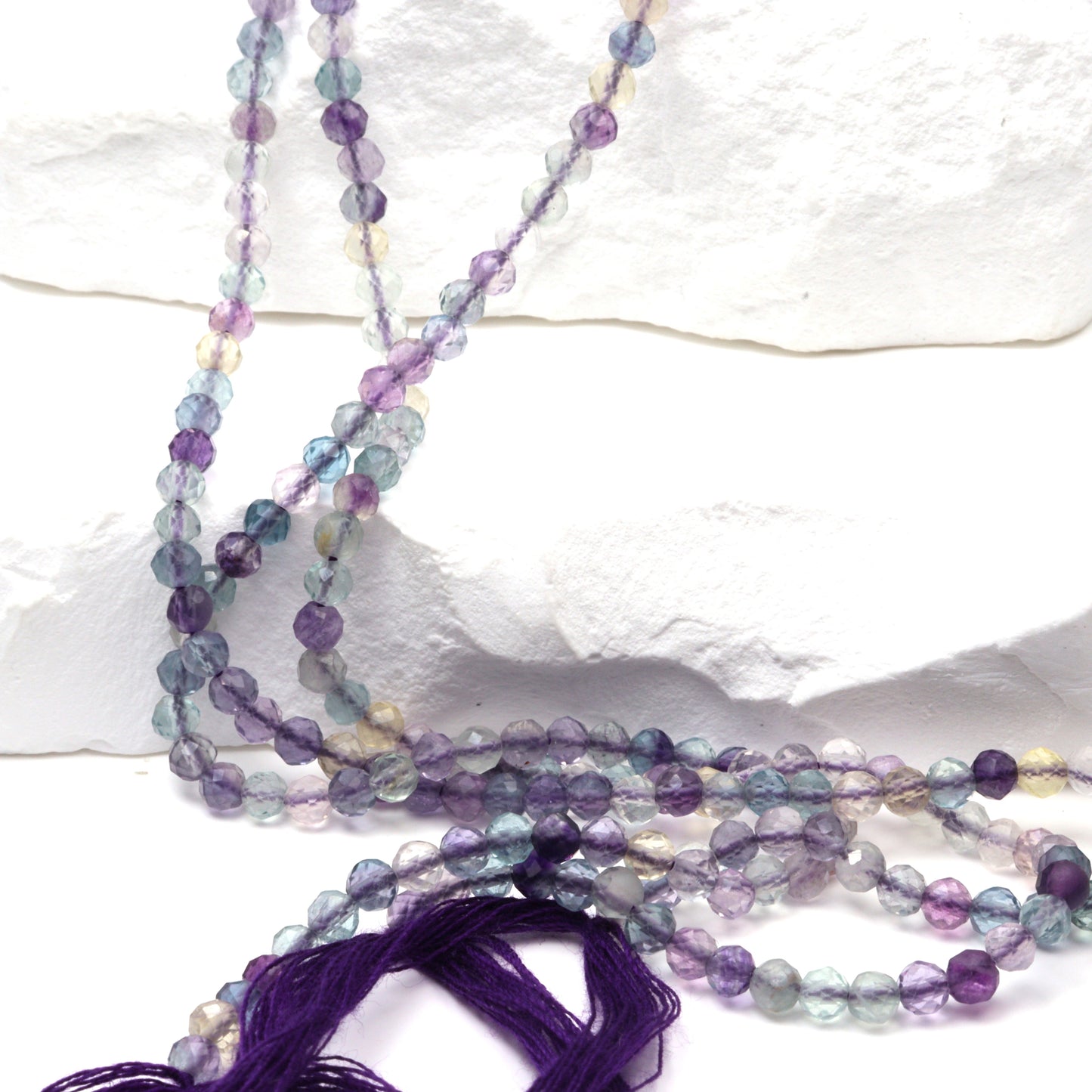 Purple Fluorite 3mm Faceted Rounds Bead Strand