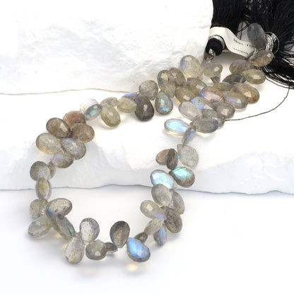 AA Blue Labradorite 6x8mm Faceted Pear Shaped Briolettes