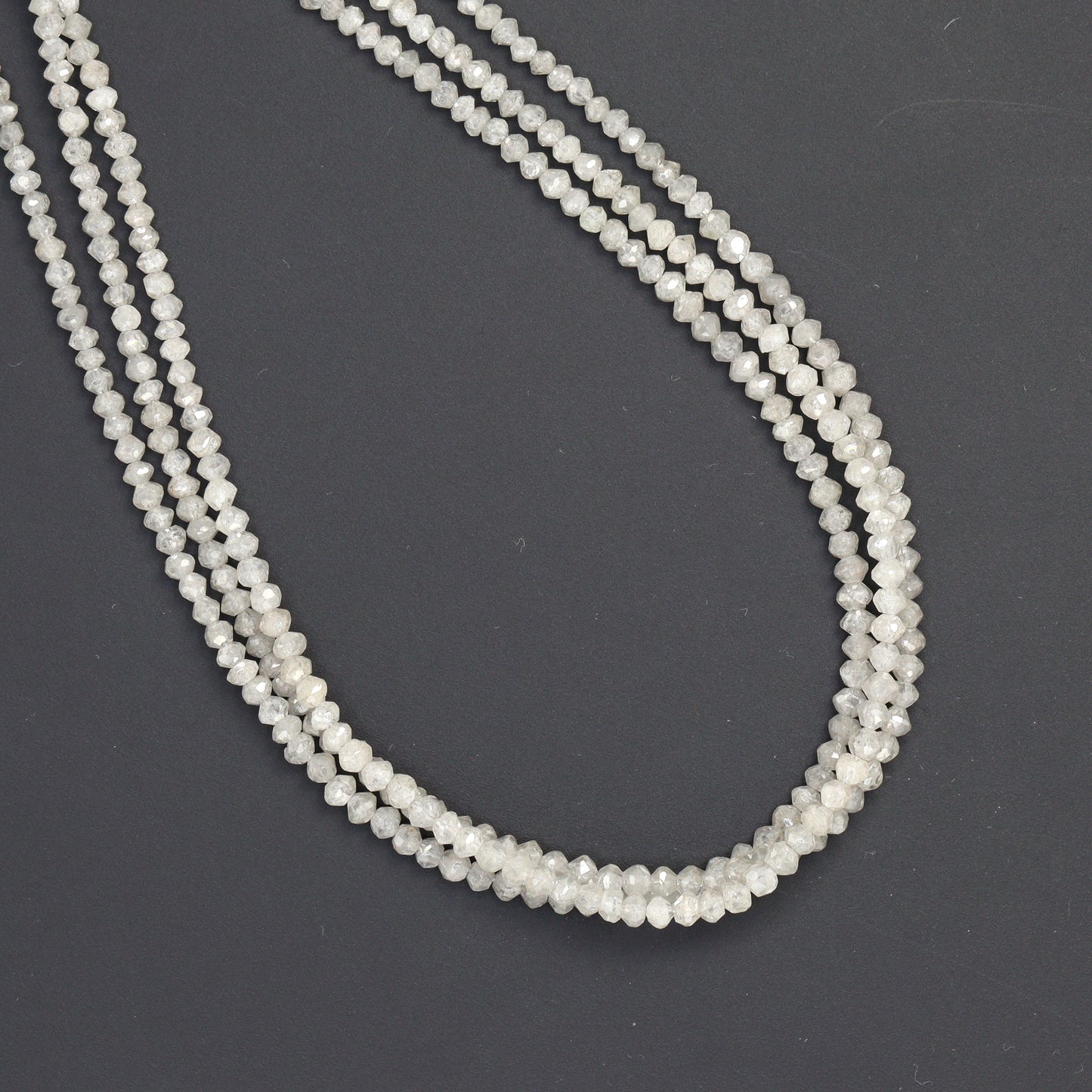 Gray Diamond 1.5mm - 2.0mm Hand Faceted Rondelles Bead Strand