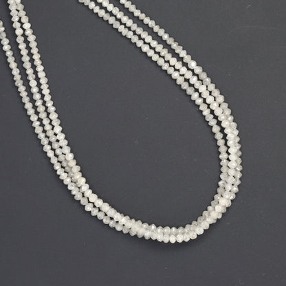 Gray Diamond 1.5mm - 2.0mm Hand Faceted Rondelles Bead Strand