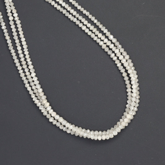 Gray Diamond 1.5mm - 2.0mm Hand Faceted Rondelles Bead Strand