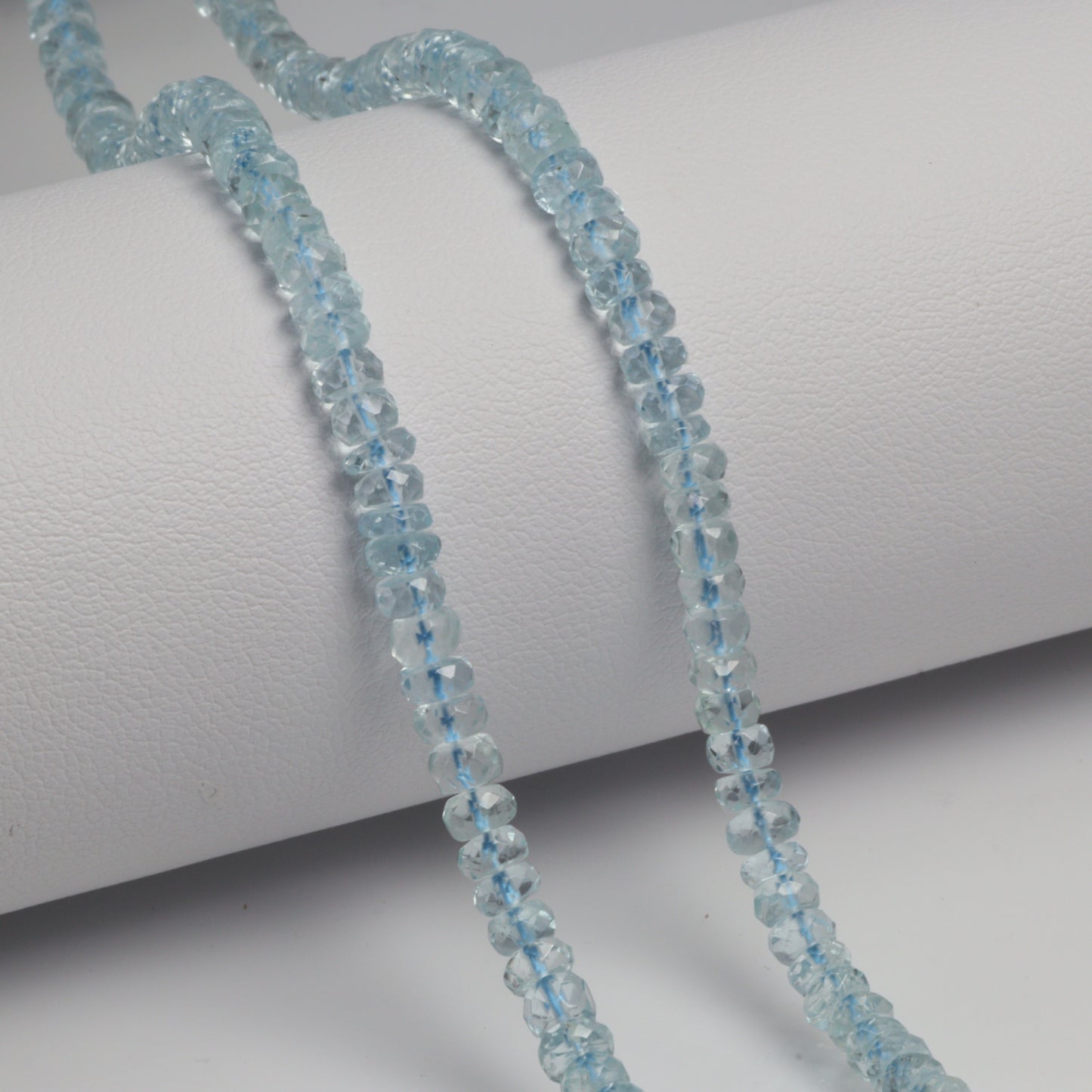 Blue Aquamarine 4mm Faceted Rondelles