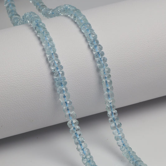 Blue Aquamarine 4mm Faceted Rondelles