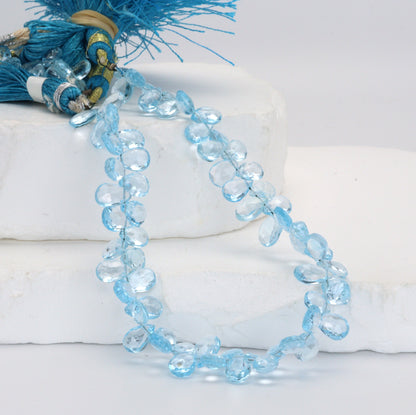 Sky Blue Topaz 8x5mm Faceted Pear Shaped Briolettes Bead Strand