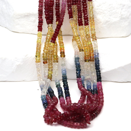 Multi Sapphire 3mm Faceted Rondelles