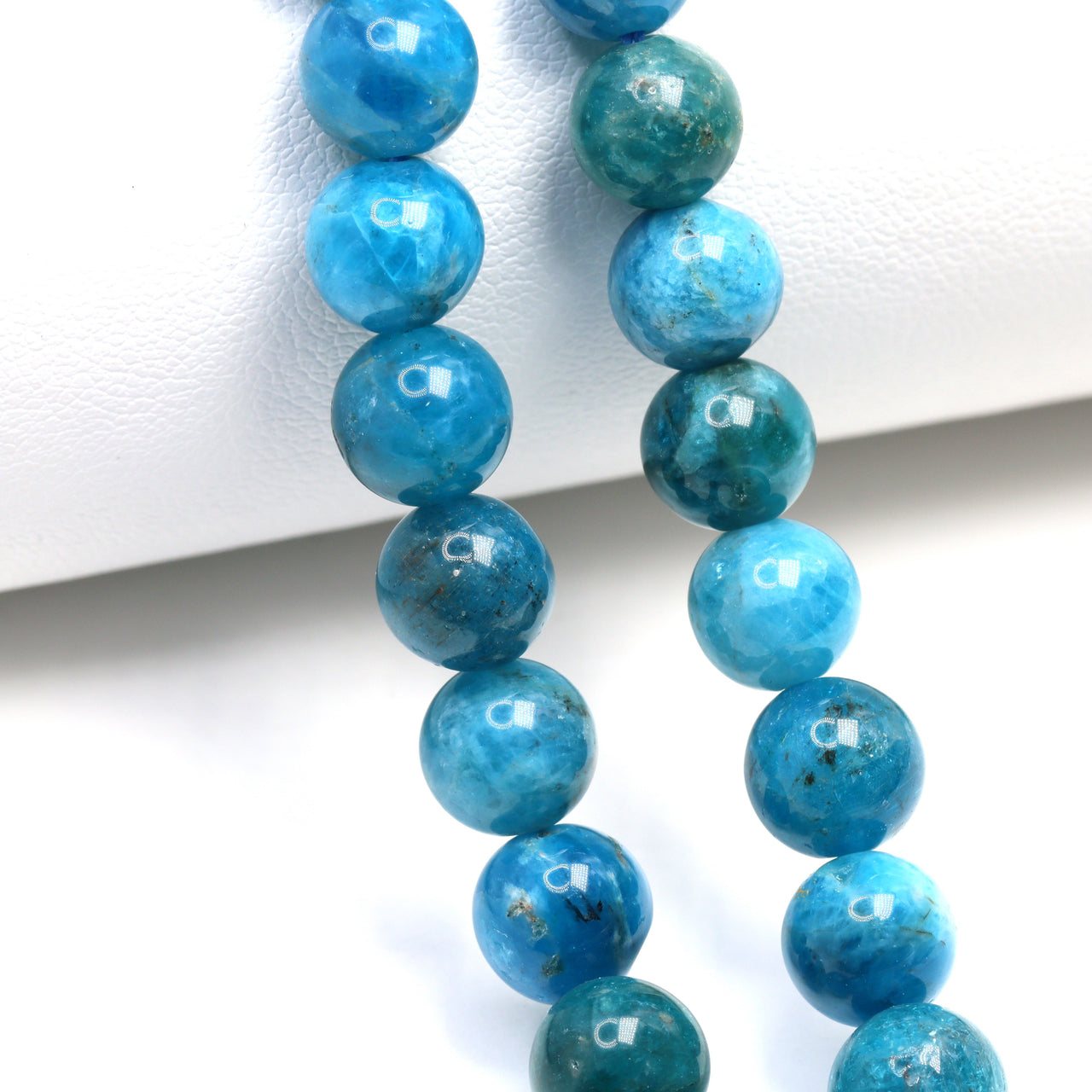 Neon Blue Apatite 8mm Smooth Rounds Bead Strand